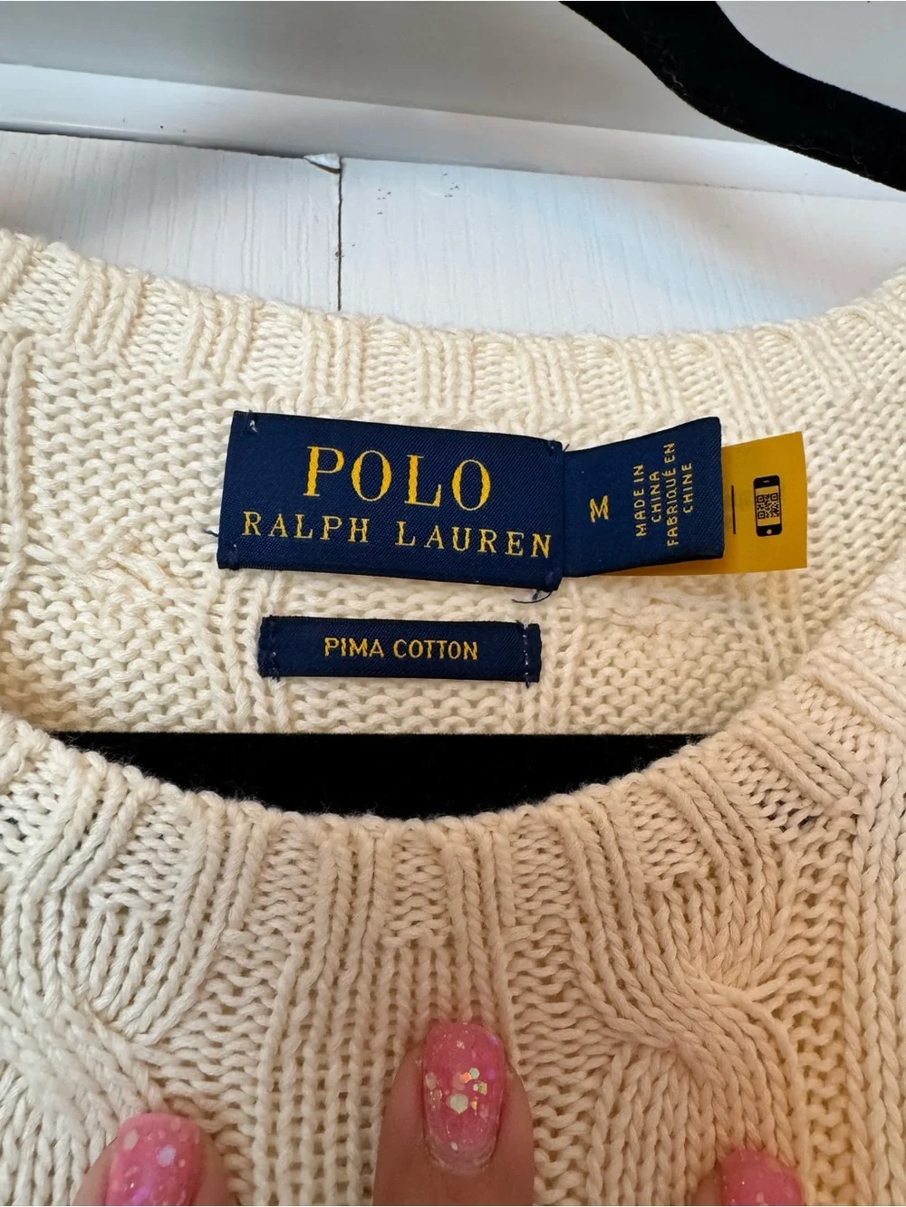 Polo by Ralph Lauren Cream Cable-Knit Madras Patchwork Quilt Sweater - Picture 7 of 9